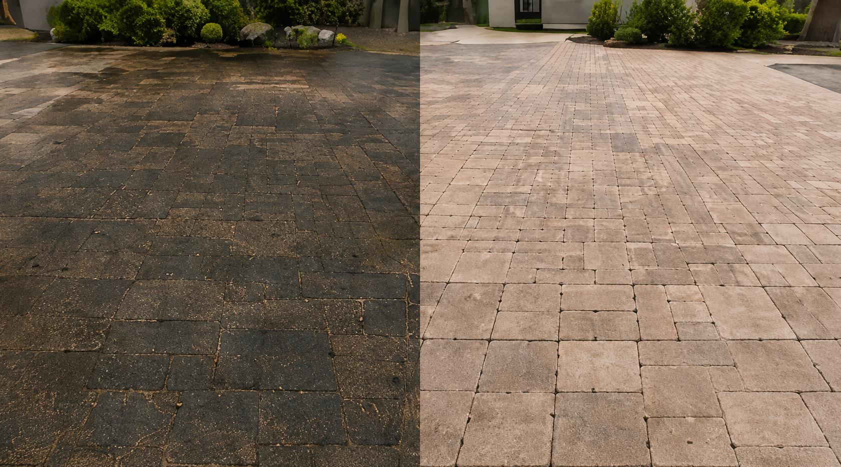 Before and after pressure washing comparison